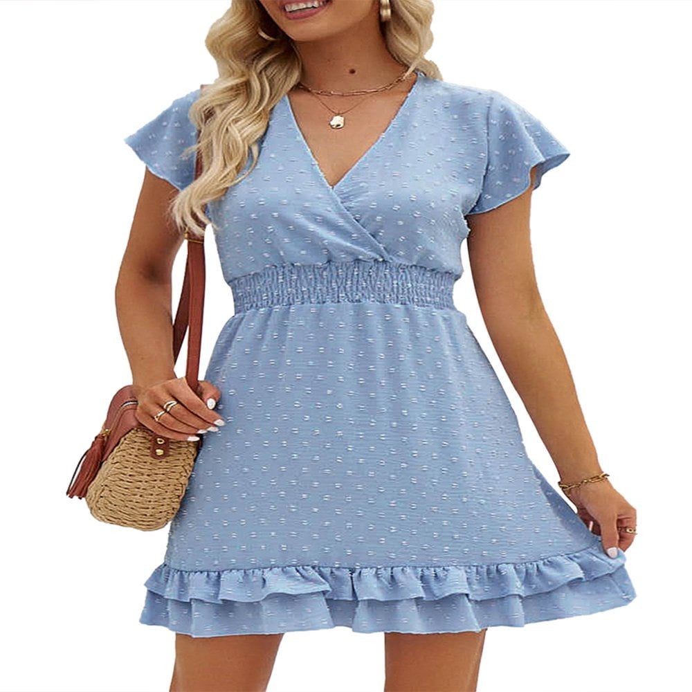 EIMELI Femmes Robe de Grossesse Courte d'Été Manches Courtes V Cou