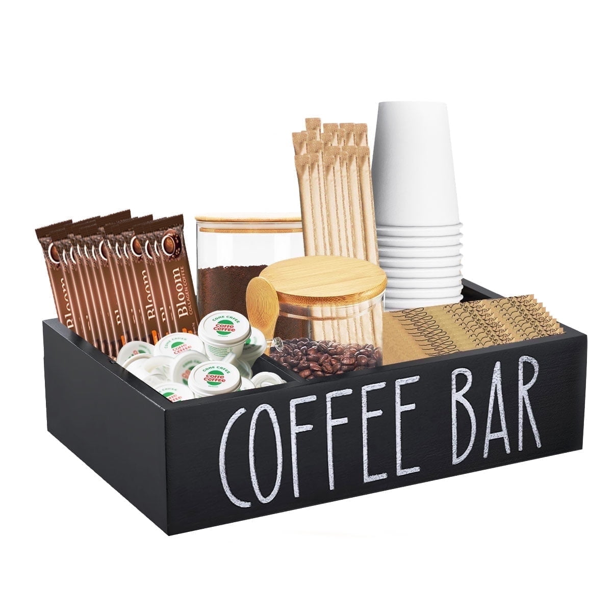Bamboo Coffee Syrup Rack Organizer 3 Tier Coffee Syrup Rack With Cup