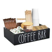 Coffee Station Organizer Wooden Coffee Bar Accessories Organizer for Countertop Coffee and Tea Condiment Storage Organizer