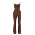 thumbnail image 3 of MSJUHEG Jumpsuits For Women Dressy Crewneck Sweatshirts Jumpsuits For Women Spaghetti Straps Scoop Neck Bodycon Full Length Casual Unitard Playsuit Joggers For Women Brown Xl, 3 of 8