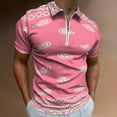 thumbnail image 2 of Pink Paisley Bandana Pattern Men Zipper T-shirt Summer Casual Short Sleeve T-shirt Top, 2 of 7