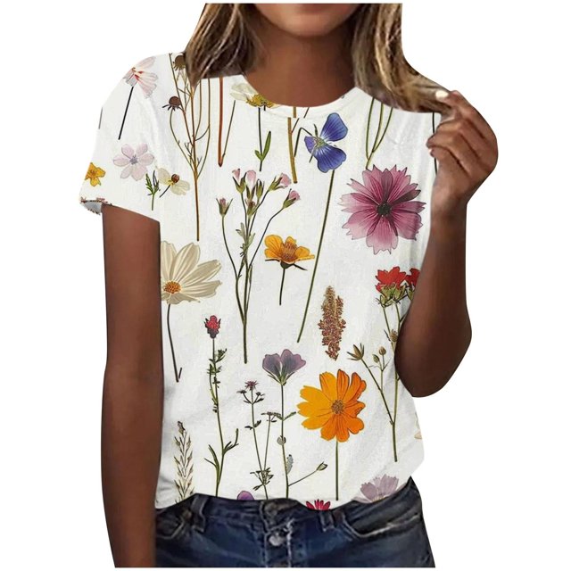 Chemises Imprimées pour Femmes, T-Shirts à Manches Courtes pour Femmes