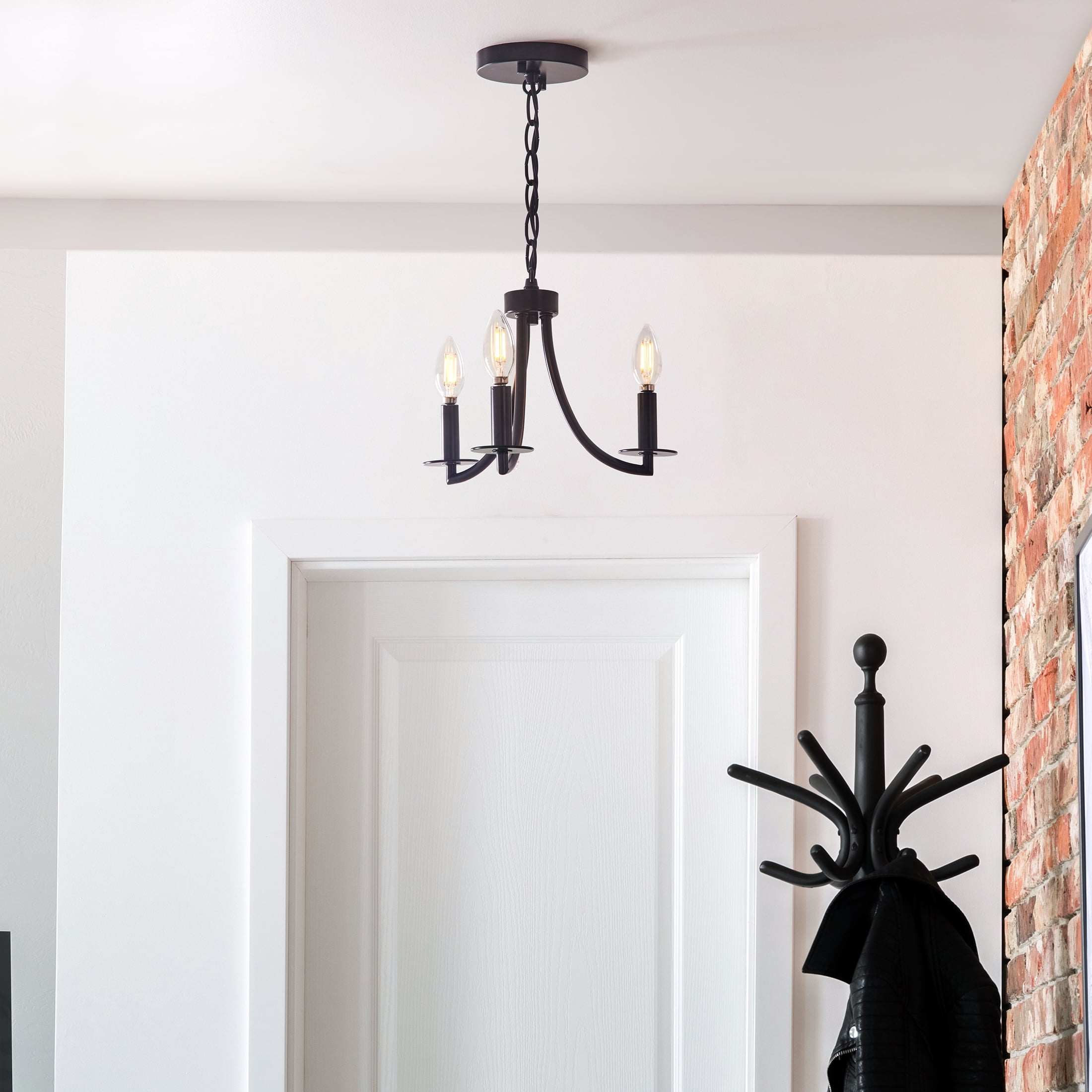 Better Homes & Gardens 12.75 in Contemporary Matte Black Convertible Pendant