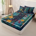 thumbnail image 2 of jejeloiu Black Cat Painting Zipper Full Size Comforter Sets with Fitted Sheet and 2 Pillowcases Kids,Multicolor Rustic Floral Zipper Bedding Set For Girls,Reversible,4 Pieces, 2 of 7