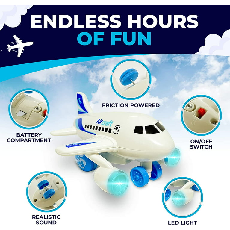 Toysery Airplane Toys for Kids, Bump and Go Action, Toddler Toy Plane with  LED Flashing Lights and Sounds for Boys & Girls 3-12 Years Old (Cargo