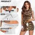 thumbnail image 5 of Uorisanigo Leopard Print Matching Couple Outfits Mens Golf Shirts 1/4 Zip Up Short Sleeve Golf Shirt Tennis Collared T-Shirt and Golf Clothes for Women Build in Shorts with Pockets, 5 of 8