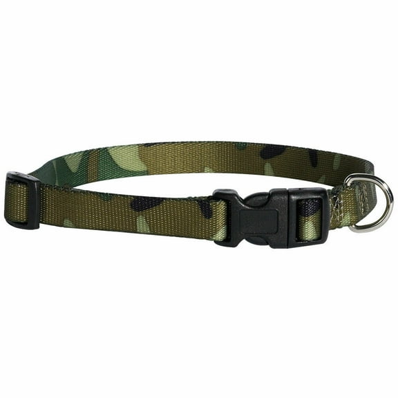 Camo Dog Collars Two Tone Pink or Green Camouflage Adjustable Nylon Choose Size (Green - xSmall)