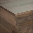 thumbnail image 2 of Square Coffee Table, Dark Brown Solid Wood Cocktail Table with Tapered Base and Brass Trim for Living Room, 2 of 9