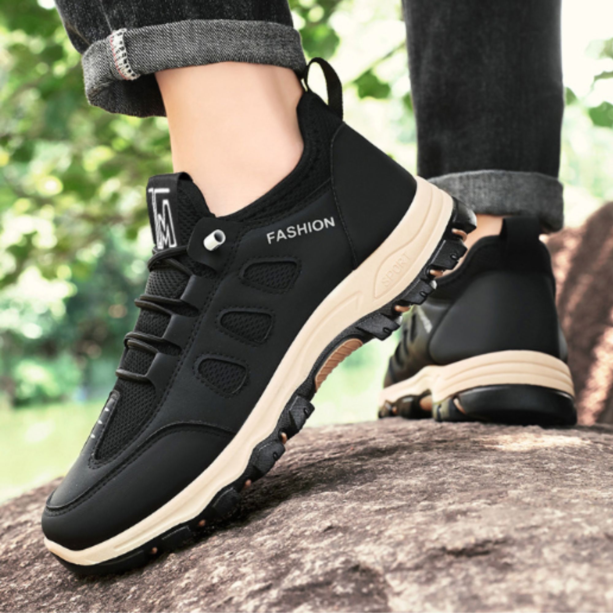 CHICVOMEY Walking Sneakers for Men Breathable Lightweight Slip-On Sneakers Hiking Shoes with Anti-Slip for Running Trekking Outdoor Camping
