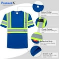 thumbnail image 3 of High Visibility Shirts for Men Women, Quick Dry Safety Short Sleeves T Shirts with Reflective Strips, Hi Vis Construction Work Shirt, Class 2 ,Blue ,X-Large, 3 of 7