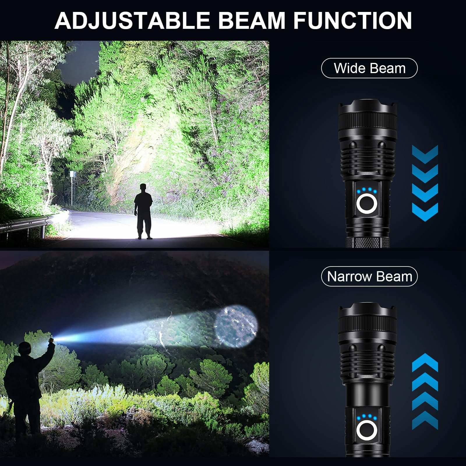 3 Pack Rechargeable Flashlights High Lumens  990000lm Super Bright Led Flashlight Adjustable Flash Light With 5 Modes & Usb Cable Waterproof Handheld For Home Camping Outdoor