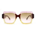 thumbnail image 2 of Womens Oversized Glitter Squared Rectangular Butterfly Plastic Sunglasses Pink Yellow - Brown Pink, 2 of 4