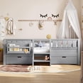 thumbnail image 2 of Bellemave Twin Size Montessori Bed Storage and Stairs, Wood Daybed with Bookcase and Guardrails, Twin Floor Beds Frame with 2 Drawers for Room, No Box Spring Needed（Gray), 2 of 8