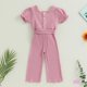 thumbnail image 4 of Eliza-Toddler Niñas Casual Largo Mono Color Sólido Manga Corta Cinturón Ropa De Verano, 4 of 4