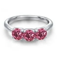 thumbnail image 3 of Gem Stone King 925 Sterling Silver Pink Tourmaline Engagement Ring for Women | 1.56 Cttw | Round 5MM | Gemstone October Birthstone | Size 7, 3 of 6