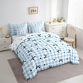 thumbnail image 4 of Homewish Chic Fashion Bow-tie Bedding Comforter Set 7pcs for Girls, Modern Blue Buffalo Plaid King Bedding Sets, Cartoon Bow Reversible Bed Sheets, Microfiber Bedroom Decor, 4 of 8