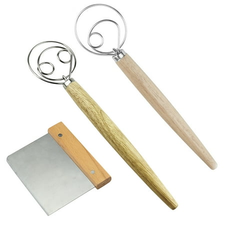 

Ykohkofe Whisk Wooden Handle Flour Baking Tools Set Beater Flour Mixer 3-Piece Scraper Kitchen，Dining & Bar