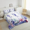 thumbnail image 3 of Feelyou Cartoon Purple Seahorse Full Size Comforter Sets for Kids, Underwater World Bedding Comforter Set, Cartoon Ocean Sealife Reversible Bedding Sets, Luxury Bedroom Decor, 3 Pieces, 3 of 8