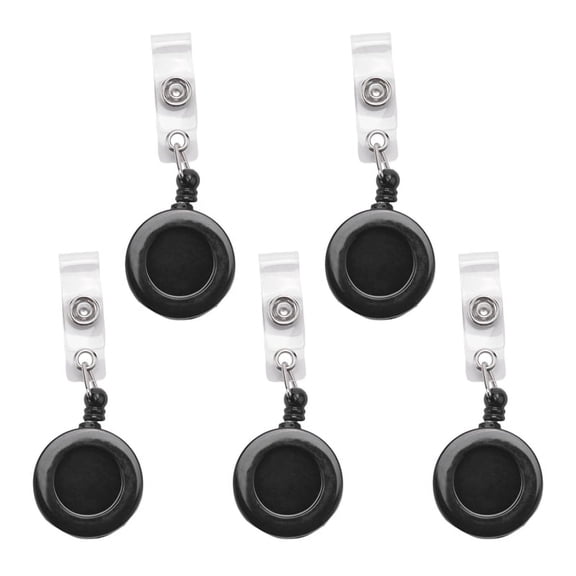 5 Pcs Badge Holder Retractable Reel YOYO Clip Snap Button ID Card Key Black,5 x Retractable Reel With Belt Clip For Keys--Badges,black