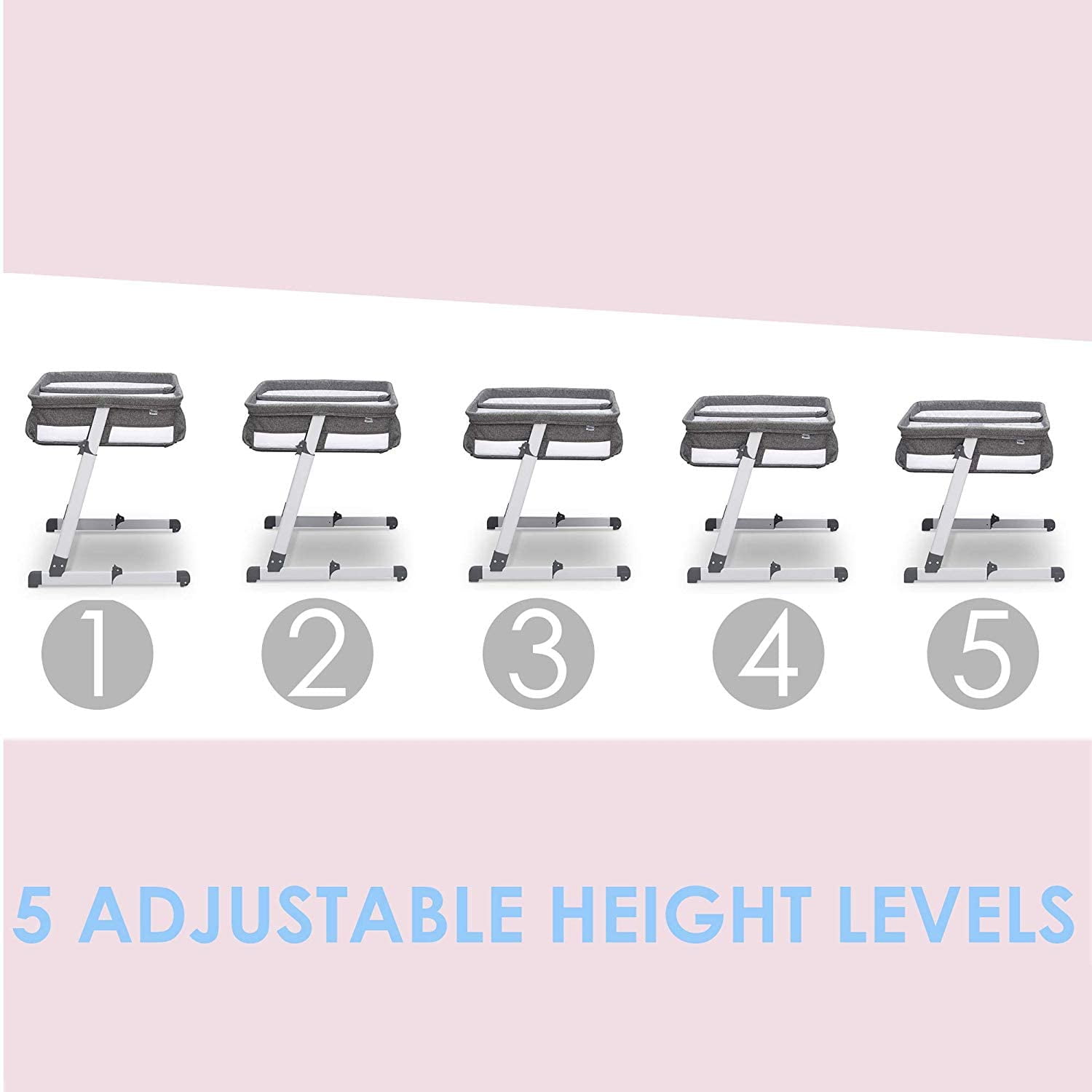 Delta Grey Bedside Baby Bassinet Bedside Sleeper For Twins