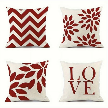 

VECPIO Red Navy Blue Pillow Covers White Dahlia Floral Decor Throw Pillows Summer Modern Geometry Flower Outdoor Decorative Cushion Cases For Sofa Couch Bed Decorations