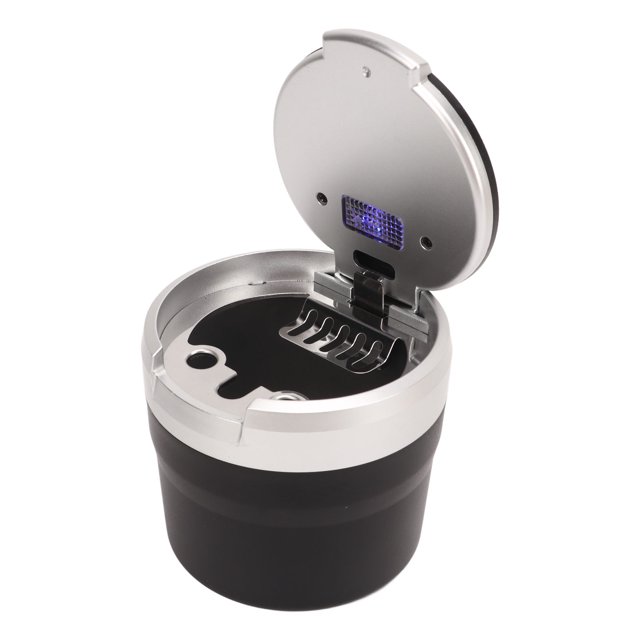 Cenicero para automóvil sin humo, cenicero portátil para automóvil, mini cenicero para automóvil con luz LED, cenicero automático diseñado meticulosamente