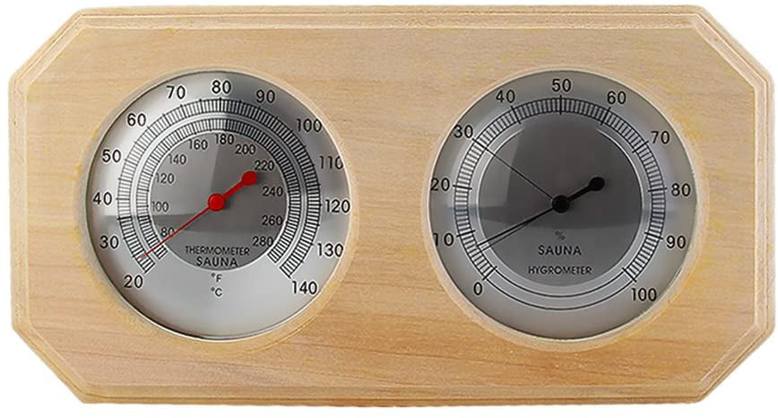 & Hygrometer 80F-280F, 20℃-140℃ Wooden Sauna Thermometer 0–100 Percent 