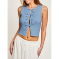 thumbnail image 2 of Gupgi Débardeurs pour Femmes Couleur Unie Nœud devant Gilets Décontractés Mode Été Sans Manches Crop Tops, 2 of 4