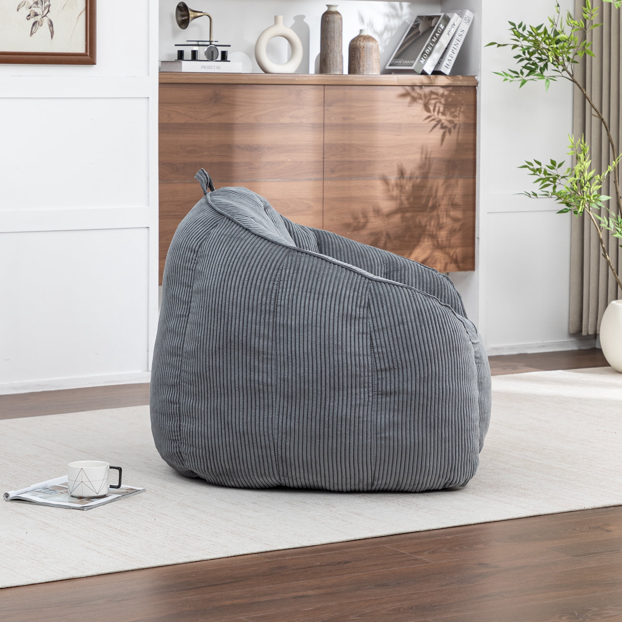 LiviNest Ergonomic Bean Bag Sofa: Full-Body Support Armrest Chair - 39.4" Large Corduroy Beanbag for Adults Teens - Ready-to-Use with Filler Included for Living Room Bedroom