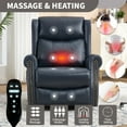 thumbnail image 4 of 360° Swivel Recliner Chair Rocker with Massage and Heating for Elderly, Genuine Leather Lounge Single Sofa with Adjustable Footrest and Backrest, Blue, 4 of 6