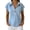 Blue, variant on Women's V Neck Lapel Short Sleeve Button Down Shirt - Relaxed Fit Cotton Linen Blend Blouse, Lightweight Summer Top for Casual and Smart Casual Wear