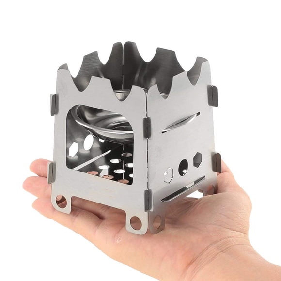 Portable Camping Stove Stainless Steel Folding Stove, Outdoor Wood Burning Stove Backpacking Cooking Equipment, Lightweight Compact Picnic Hiking Cooking Gear With Storage Bag