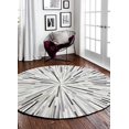 thumbnail image 2 of Bashian H112-GY-6 RND-H19 Santa Fe Collection Geometric Contemporary Leather Hand Stitched Round Area Rug, Grey - 6 ft., 2 of 6