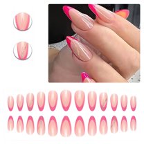 RAGUPEL 24Pcs Glue on Nails for Women,Gold Sequins French Nails,Glossy Finish Almond Nail Tips,Nails Press on for Daily Life,Dating and Gatherings,Style3