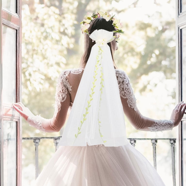Wedding Bridal Veil Floral Garland Boho Flower Crown for Bachelorette Beach Wedd Amazon.com: Beaupretty Wedding Bridal Veil Floral Garland  main image 2