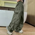 thumbnail image 7 of Hessimy Parachute Pants for Girls Cargo Trousers with Pockets Harajuku Jogger Pants Kids(AG,13-14 Years), 7 of 7