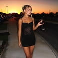 thumbnail image 5 of Lace Mini Dress Bodycon Spaghetti Strap Party Club Dress Black XS, 5 of 6