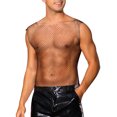 thumbnail image 4 of INSPIRAR CHIC Camisetas de red con strass para hombres, tops sin mangas brillantes y brillantes, chaleco transparente de festival L negro, 4 of 6