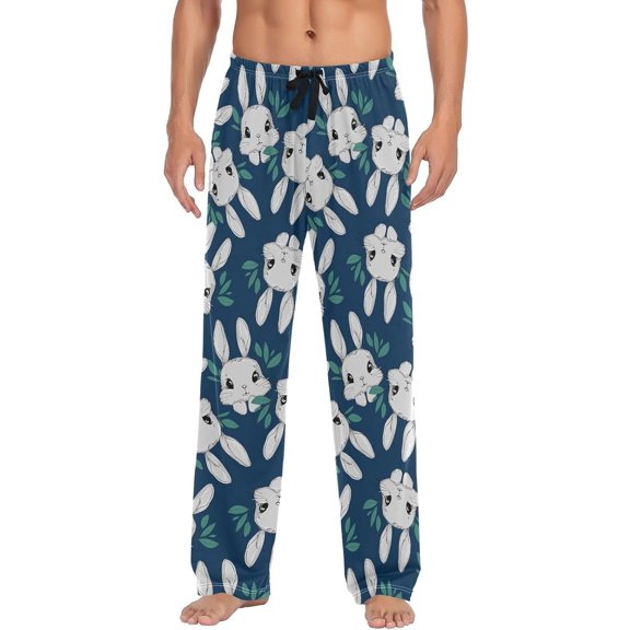 GZHJMY Fashion Rabbit Print Men's Pajama Pants, Soft and Comfortable Lounge Sleep Bottoms with Pockets, Men's Sleepwear with Custom Print, X-Large