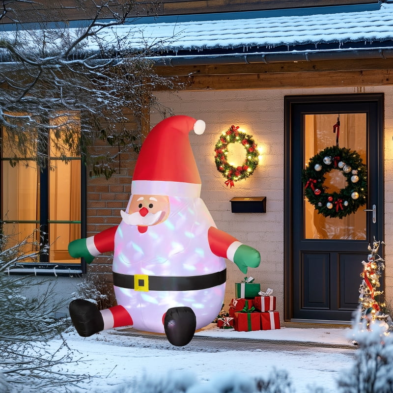 Alvantor Christmas Inflatables Santa with Rotating Light, Blow-Up Yard Decoration 72.4"x49.2"x72" Red/White
