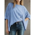 thumbnail image 6 of Women's T-shirt Round neck short-sleeved casual tops Elegant solid colour T-shirt tops, 6 of 6