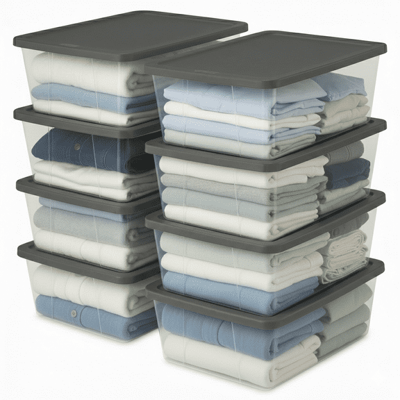 Homz 12 Qt Stackable Plastic Storage Containers w/Snaplock Lid (8 Pack)