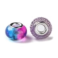 thumbnail image 2 of 100pc Resin European Beads with Platinum Plated Brass Core Rondelle Medium Orchid 13.5x9mm Hole: 5mm, 2 of 3