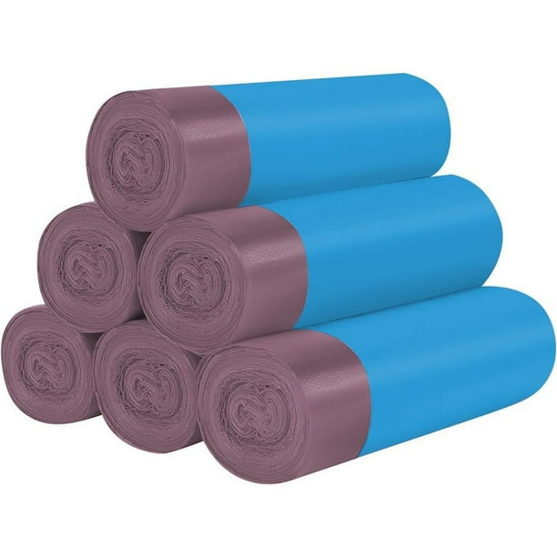 6 rollos con pequeñas bolsas de basura, 4 galones grueso con pequeñas bolsas de basura, adecuadas para diferentes contenedores de basura, 120 (azul)