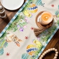 thumbnail image 3 of Easter Table Runner - 48 Inch Long Blue Plaid Truck Eggs Bunny Spring Floral Gnomes Rustic Cotton and Linen Blended Dress Scarves Farmhouse Table Runner for Kitchen Dining, Coffee Table, 13" x 48", 3 of 8