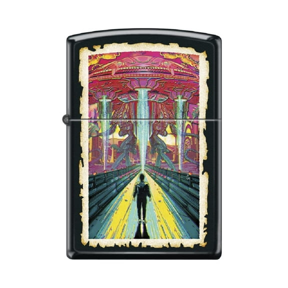 Zippo Lighter - Personalized Message Engraved on Backside Alien UFO Windproof Lighter (Hostile UFO #Z6025)