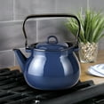 thumbnail image 4 of Novomoskovsjka Posuda Valentine Enamel Kettle with Metal Handle 3.7 Qt (3.5 L) Enameled Steel Stovetop Kettle Vintage Teapot for Stove Top, Navy Blue, 4 of 6