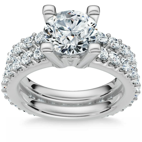 Pompeii 2 3/4Ct Diamond Engagement Wedding Ring Set in 14k White Gold Lab Grown (G/H,VS1)