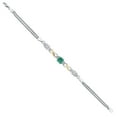 thumbnail image 3 of Gem Stone King 925 Silver and 10K Yellow Gold Green Malachite and White Moissanite and White Lab Grown Diamond Bracelet for Women (2.85 Cttw, Gemstone, Cushion 6MM, 7 inches, Made in Italy), 3 of 4