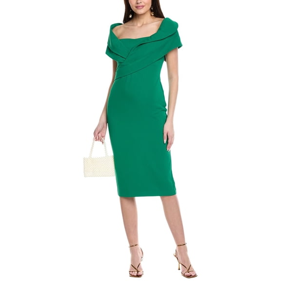 Badgley Mischka womens Off-Shoulder Sheath Dress, 8, Green